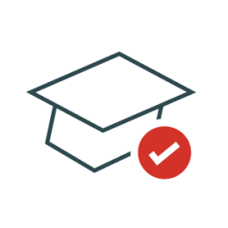 edX Icon - Mortarboard Red Check